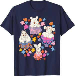 Disney Winnie The Pooh Spring Easter Friendly Flower Faces T-Shirt - T-Shirt | Navy