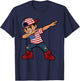 USA Pride Patriotic Dabbing Boy Wearing United States Flag T-Shirt - T-Shirt | Navy