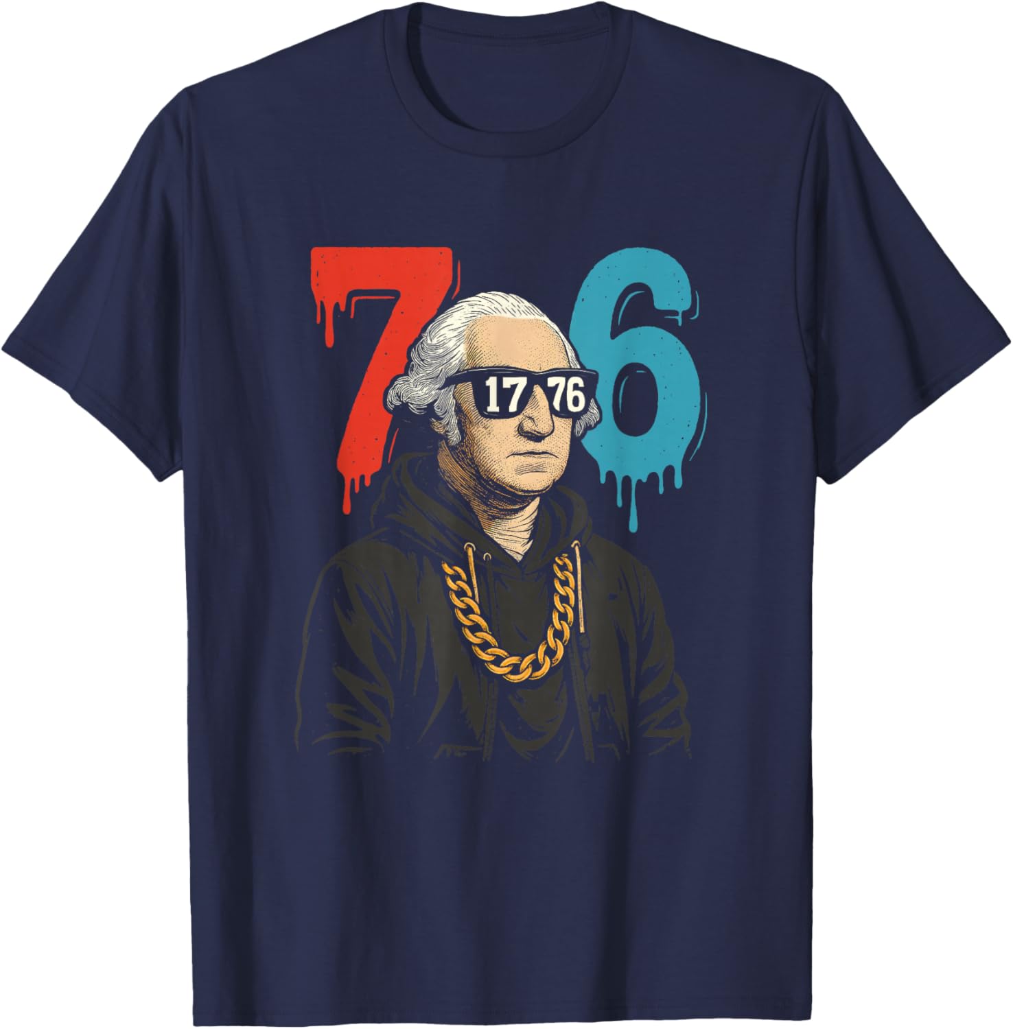 1776 Drip 67 George Washington Patriotic Funny T-Shirt - T-Shirt | Navy