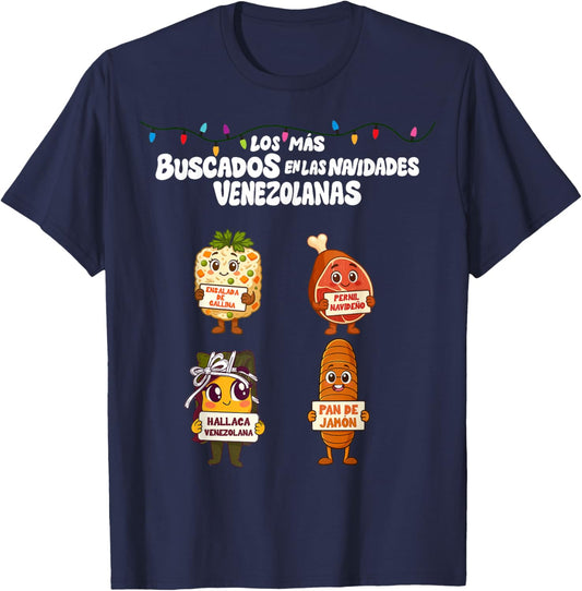 Diseño de comida Venezolana divertida para Navidad T-Shirt - T-Shirt | Navy