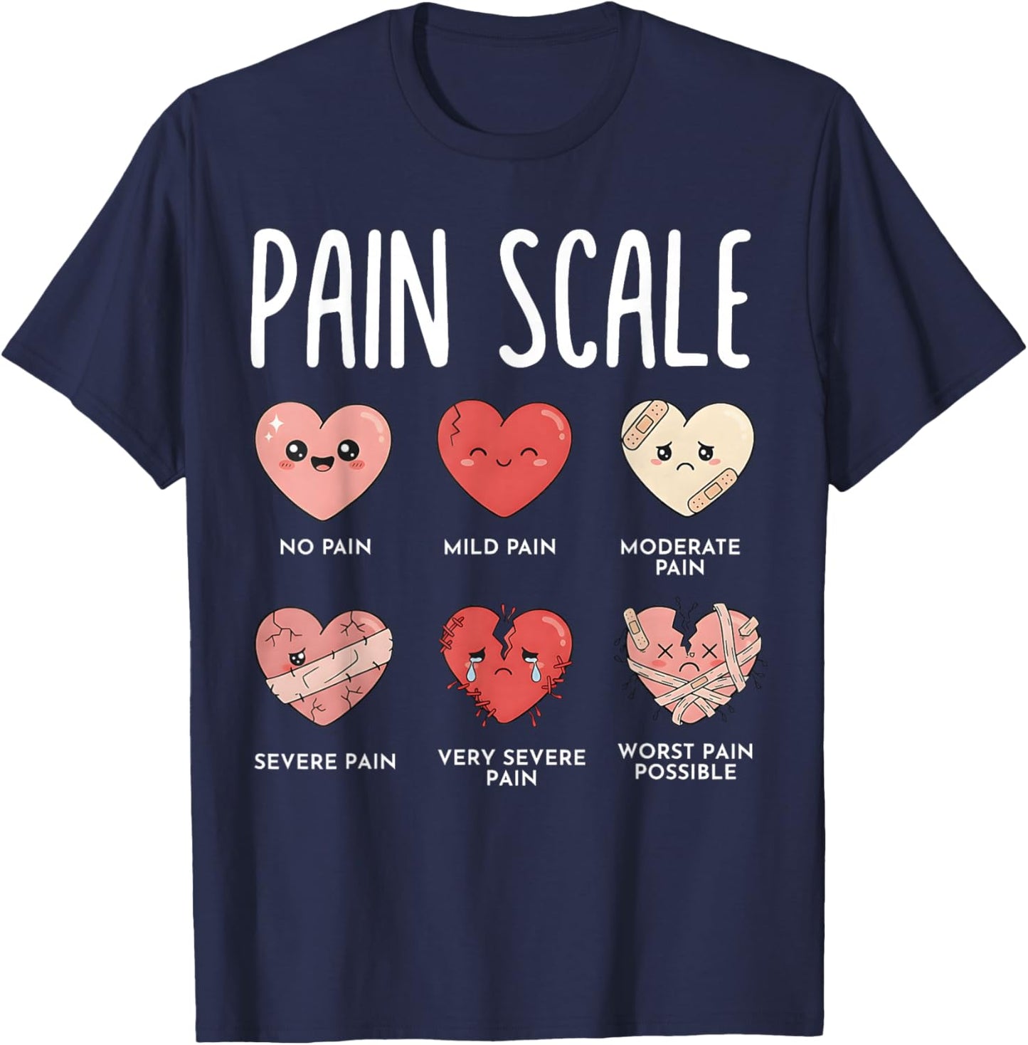 Valentines Day Nurse RN Valentine Nurse Pain Scale RN Nurse T-Shirt - T-Shirt | Navy