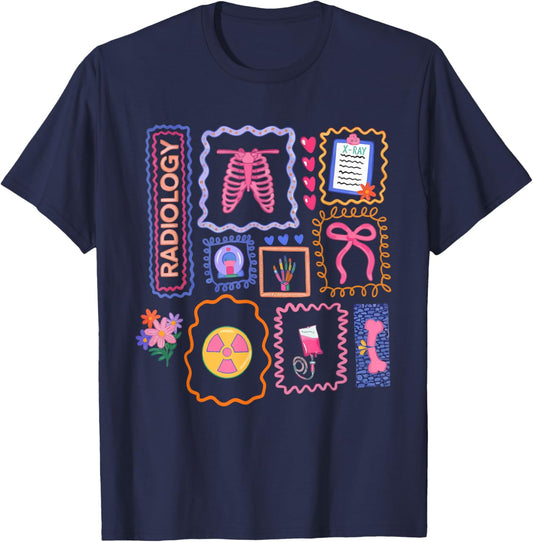 Colorful Radiology Xray Tech Rad Tech Healthcare Style T-Shirt - T-Shirt | Navy