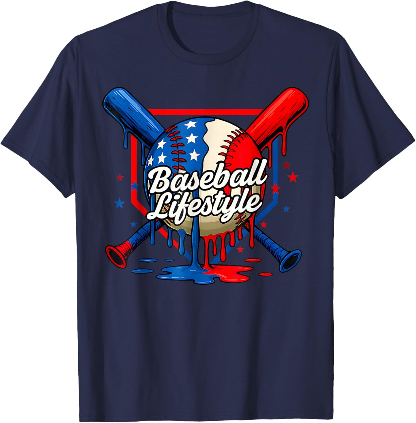 Baseball Life Style 101 Apparel Youth Drip Baseball Boys Kid T-Shirt - T-Shirt | Navy