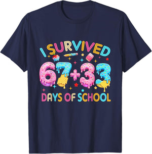 I Survived 67 33 Days of School for Girl Boys Kids 100th Day T-Shirt - T-Shirt | Navy
