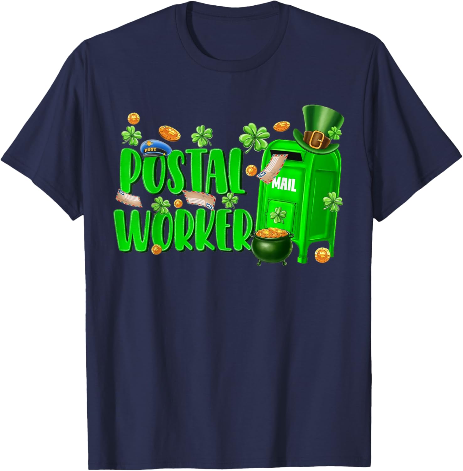 St Patrick's Day Postal Worker Irish Post Office Delivery T-Shirt - T-Shirt | Navy