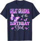 Great Grandma of The Birthday Girl Butterfly Funny Family T-Shirt - T-Shirt | Navy