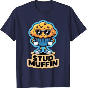 Stud Muffin Funny Kawaii Muffin T-Shirt - T-Shirt | Navy