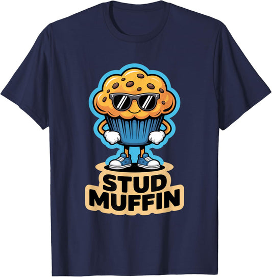 Stud Muffin Funny Kawaii Muffin T-Shirt - T-Shirt | Navy