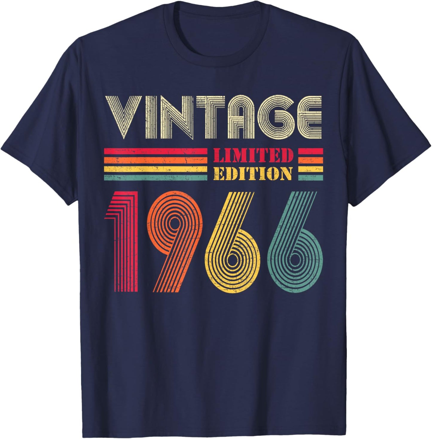 Vintage 1966 60th Birthday Gift Men Women 60 Years Old T-Shirt - T-Shirt | Navy