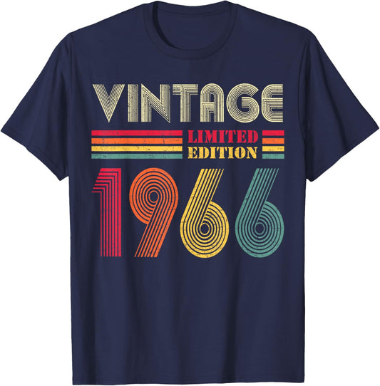 Vintage 1966 60th Birthday Gift Men Women 60 Years Old T-Shirt - T-Shirt | Navy