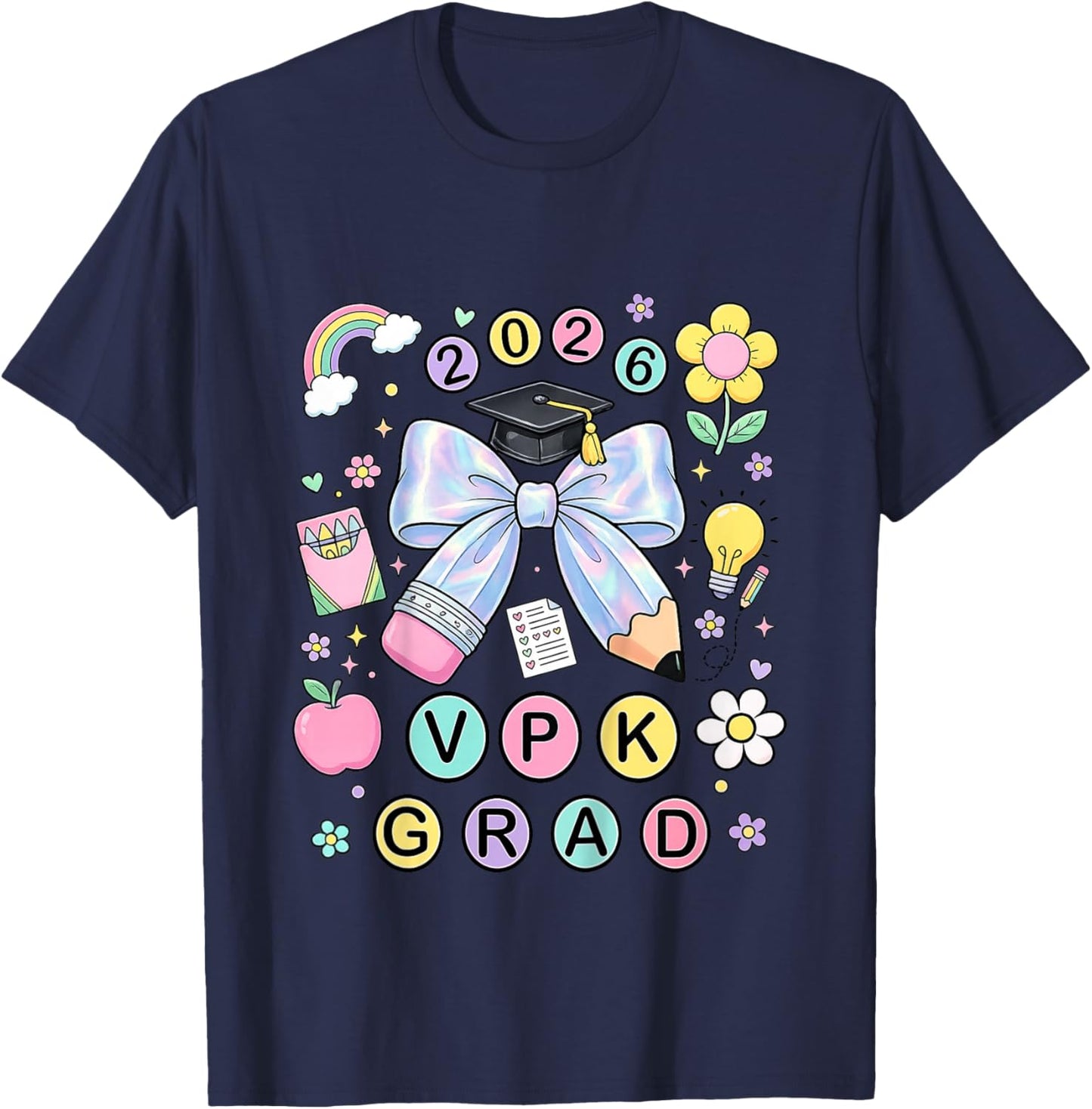 VPK Graduation 2026 Pencil Bow VPK Grad T-Shirt - T-Shirt | Navy