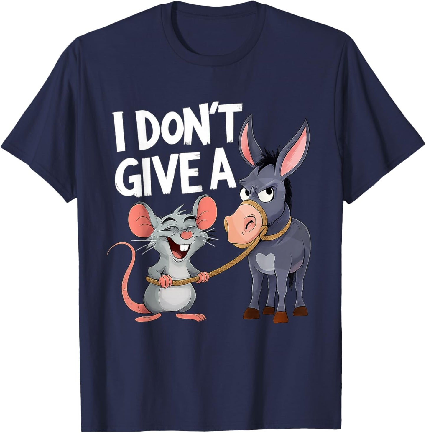 Mouse and Donkey Funny Sarcastic Animal T-Shirt - T-Shirt | Navy
