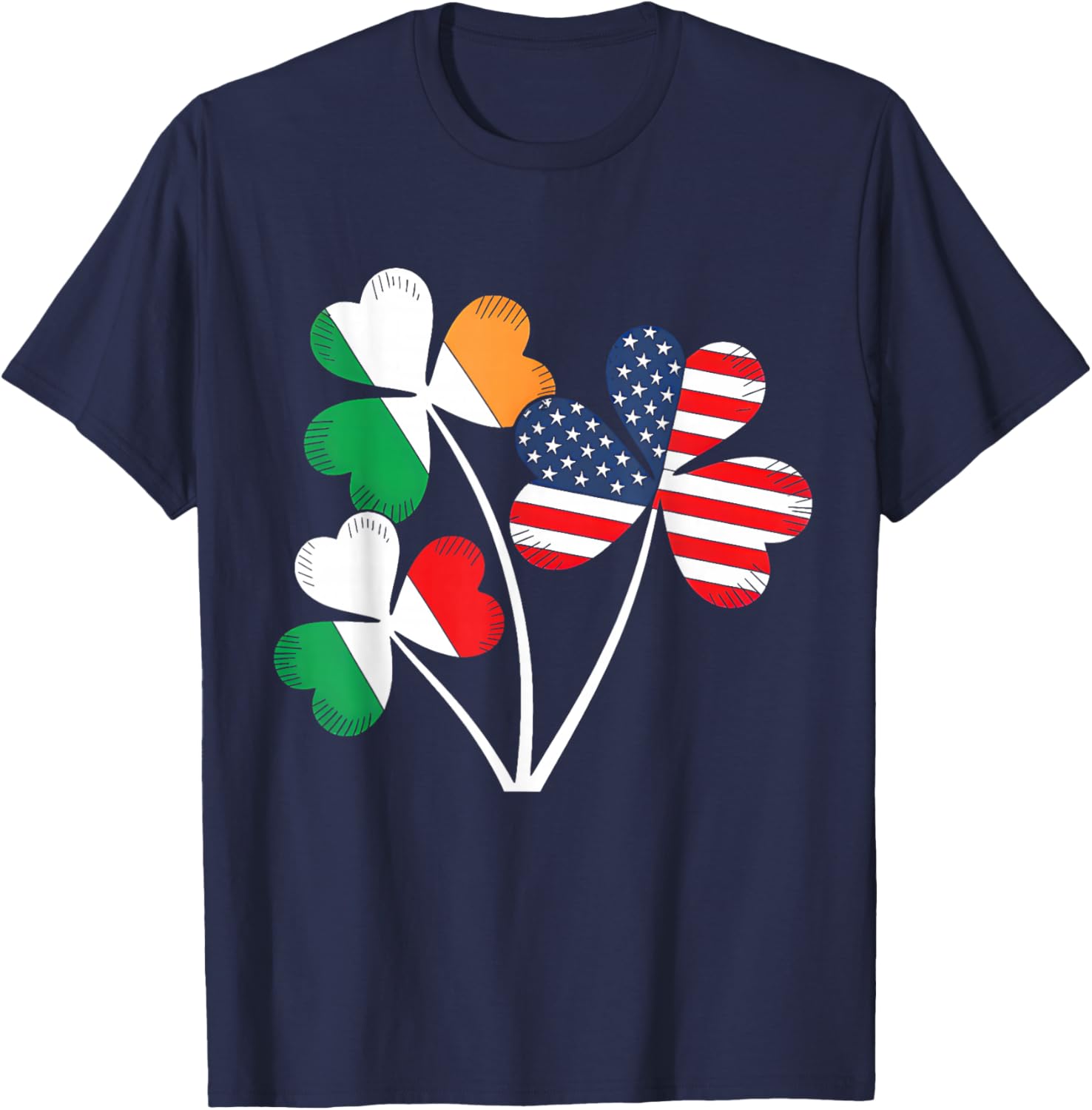 Irish Italian American Flag Ireland Italy St Patrick's Day T-Shirt - T-Shirt | Navy
