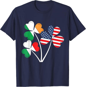 Irish Italian American Flag Ireland Italy St Patrick's Day T-Shirt - T-Shirt | Navy