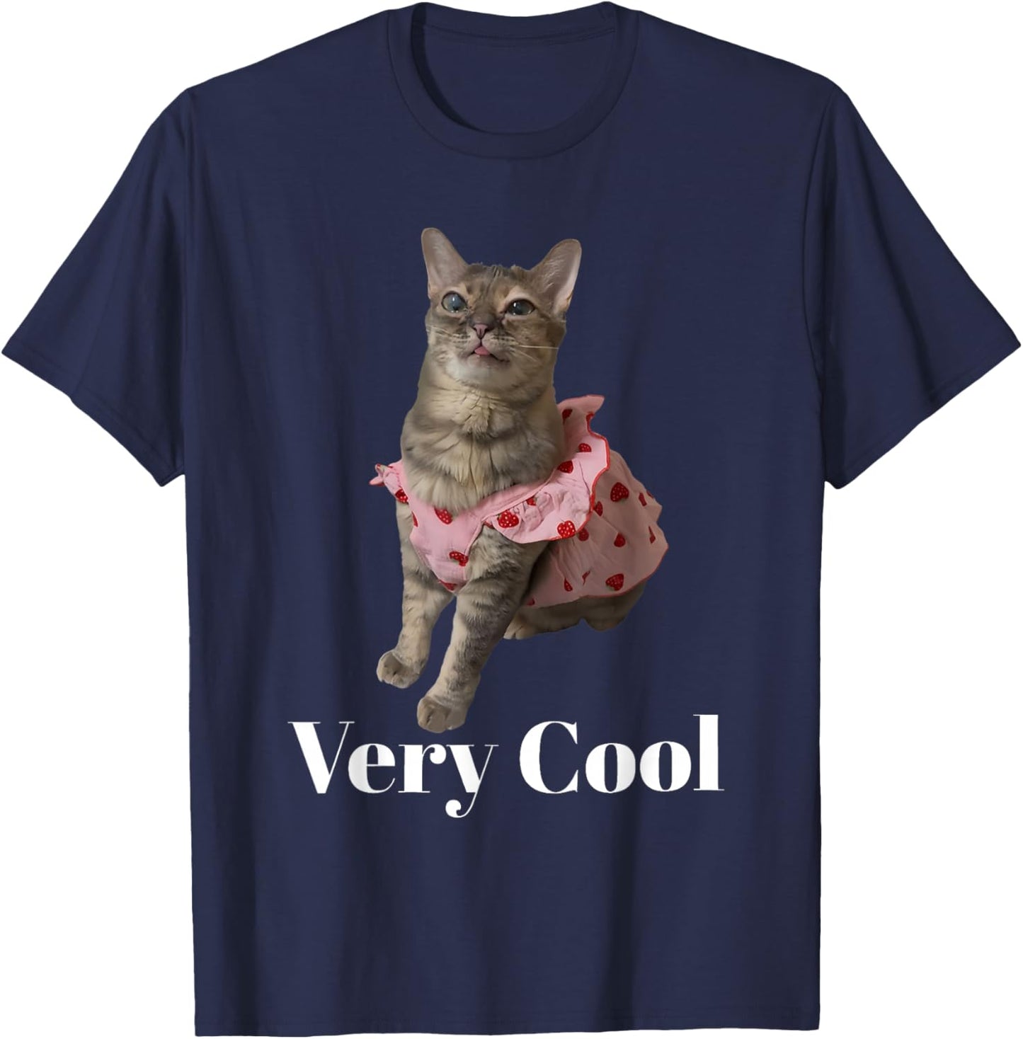 Gumbus Very Cool Strawberry Funny Brainrot Cat Dank Meme T-Shirt - T-Shirt | Navy