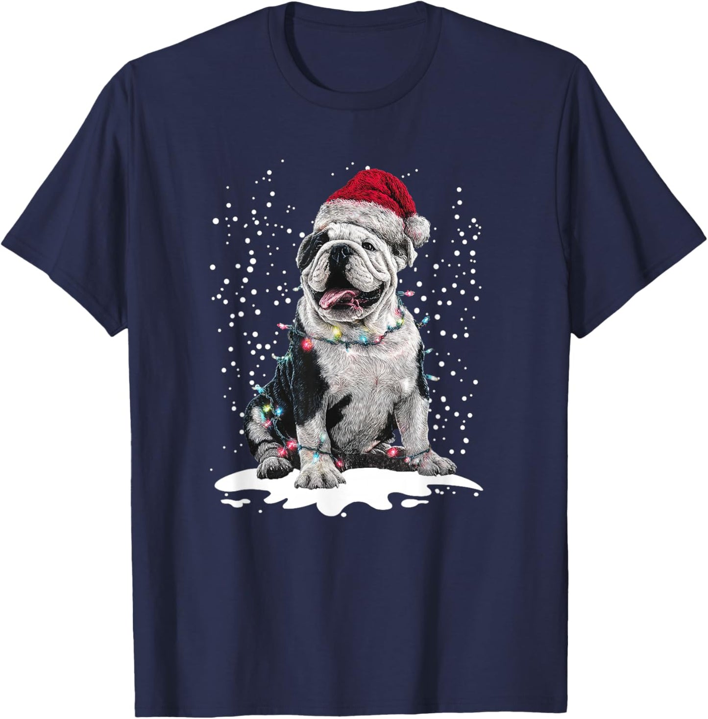 Dog Xmas Men Women Favorite English Bulldog Christmas T-Shirt - T-Shirt | Navy