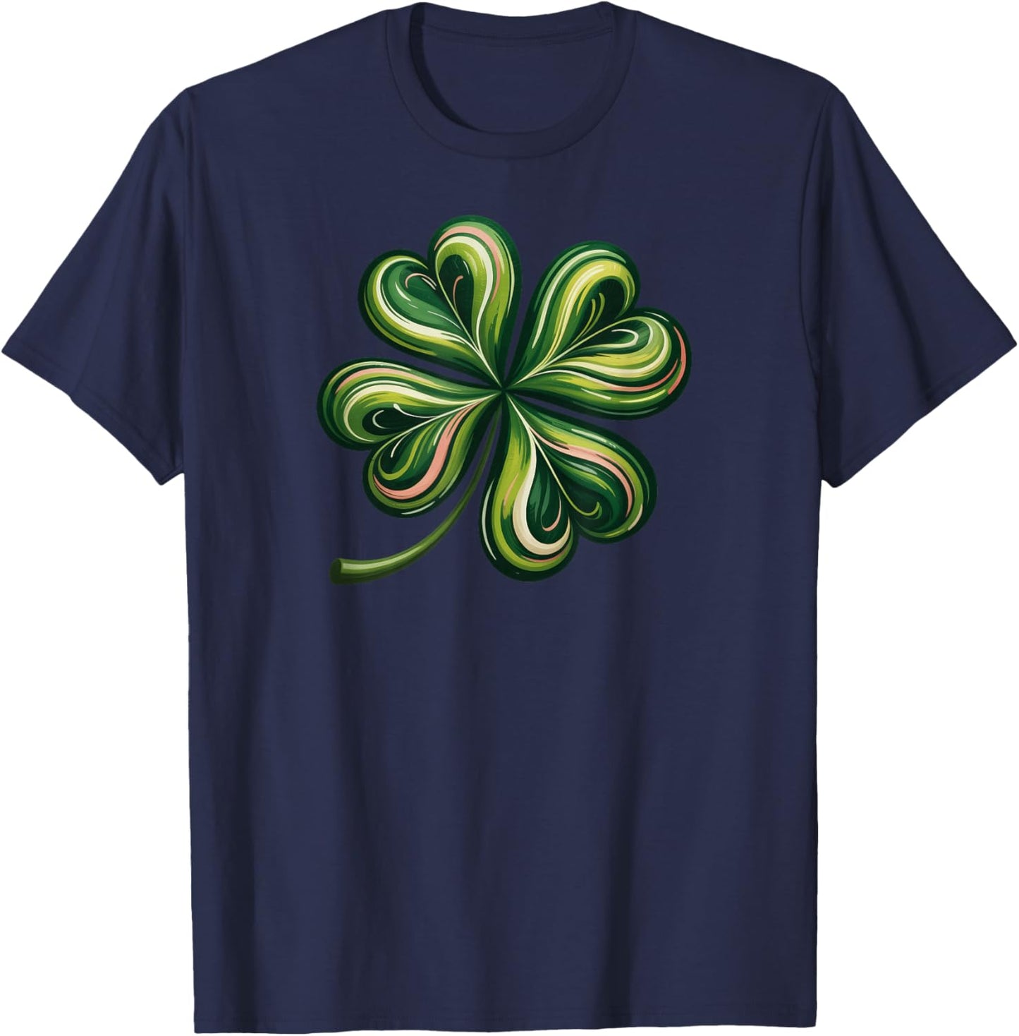 Lucky Shamrock Four Leaf Clover St. Patricks Day T-Shirt - T-Shirt | Navy