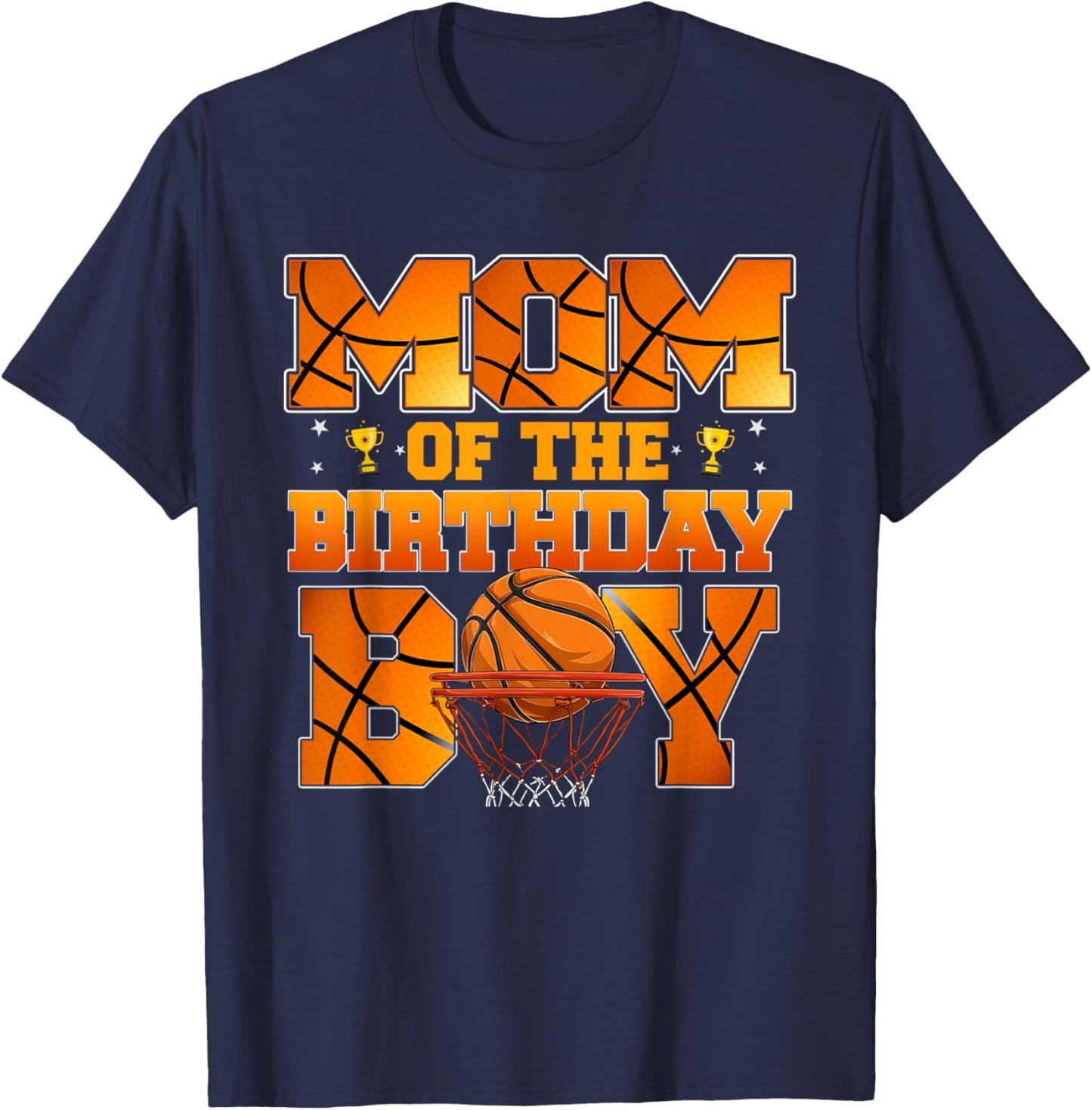 Basketball MOM of The Birthday Boy Family Matching T-Shirt - T-Shirt | Navy