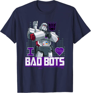 Transformers Valentine's Day Megatron I Love Bad Bots T-Shirt - T-Shirt | Navy
