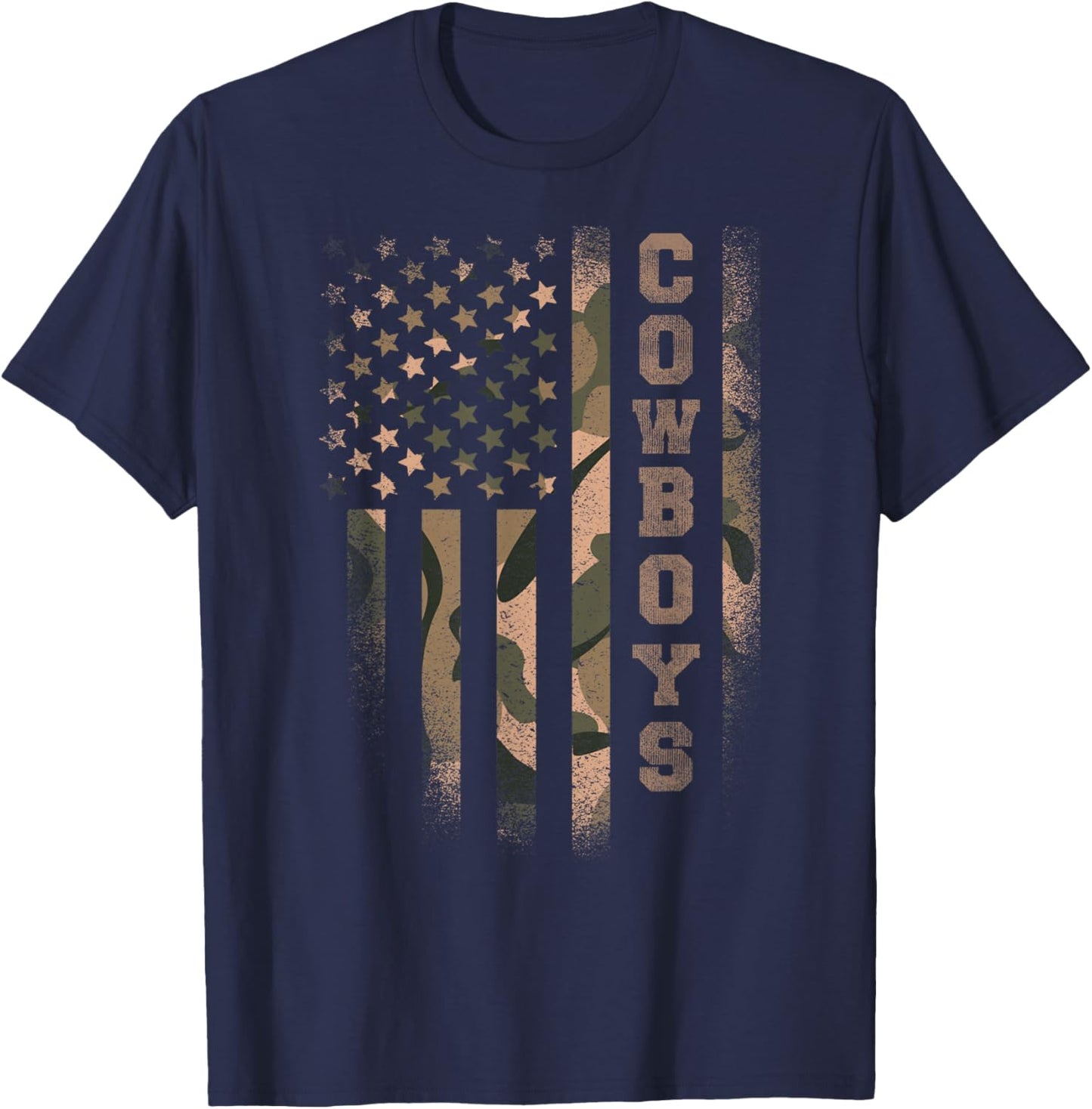 Cowboys Camo USA Flag Patriotic Design Women $ Kids T-Shirt - T-Shirt | Navy