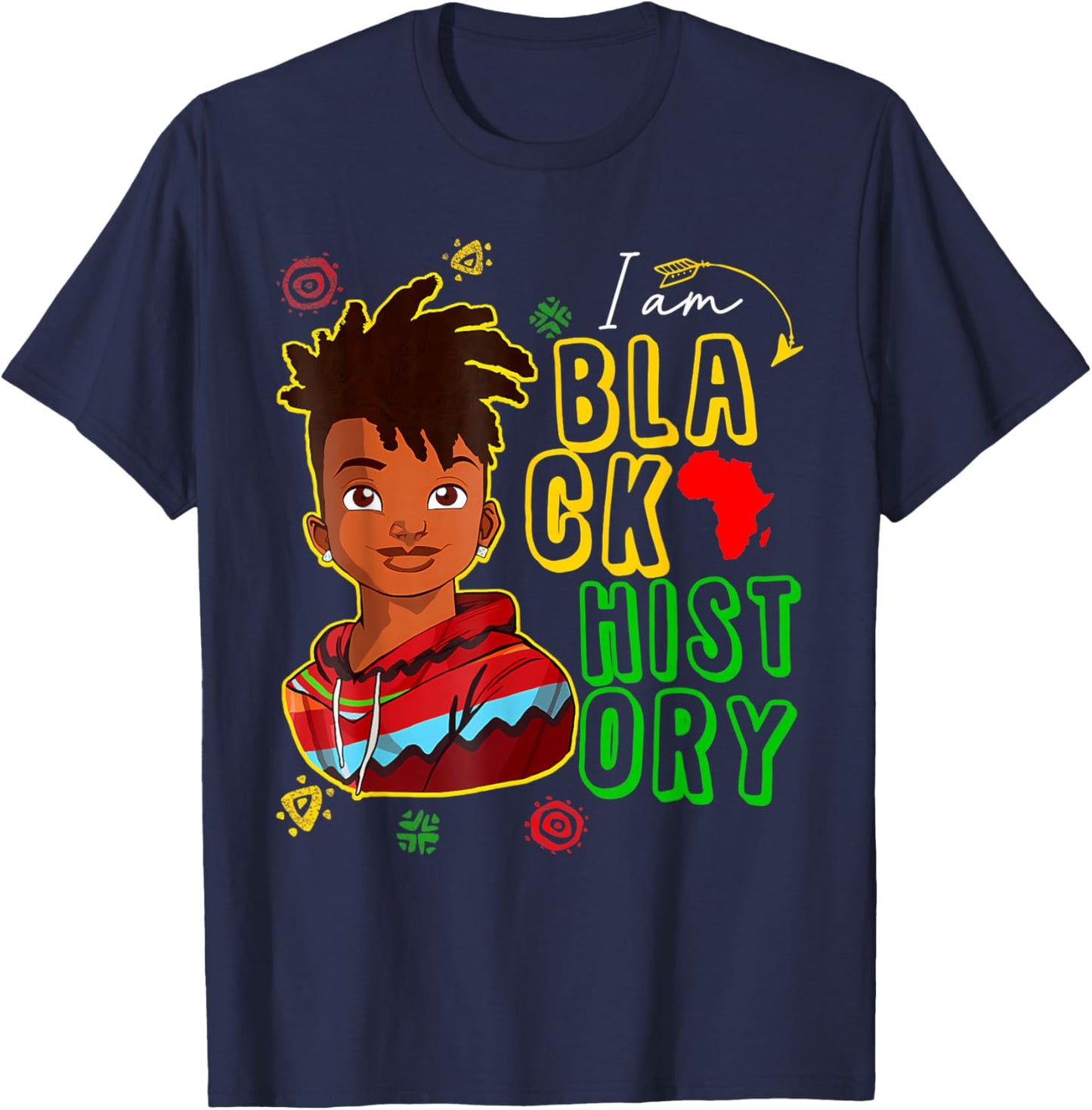 I Am The Strong African Boy Black History Month Boys Kids T-Shirt - T-Shirt | Navy