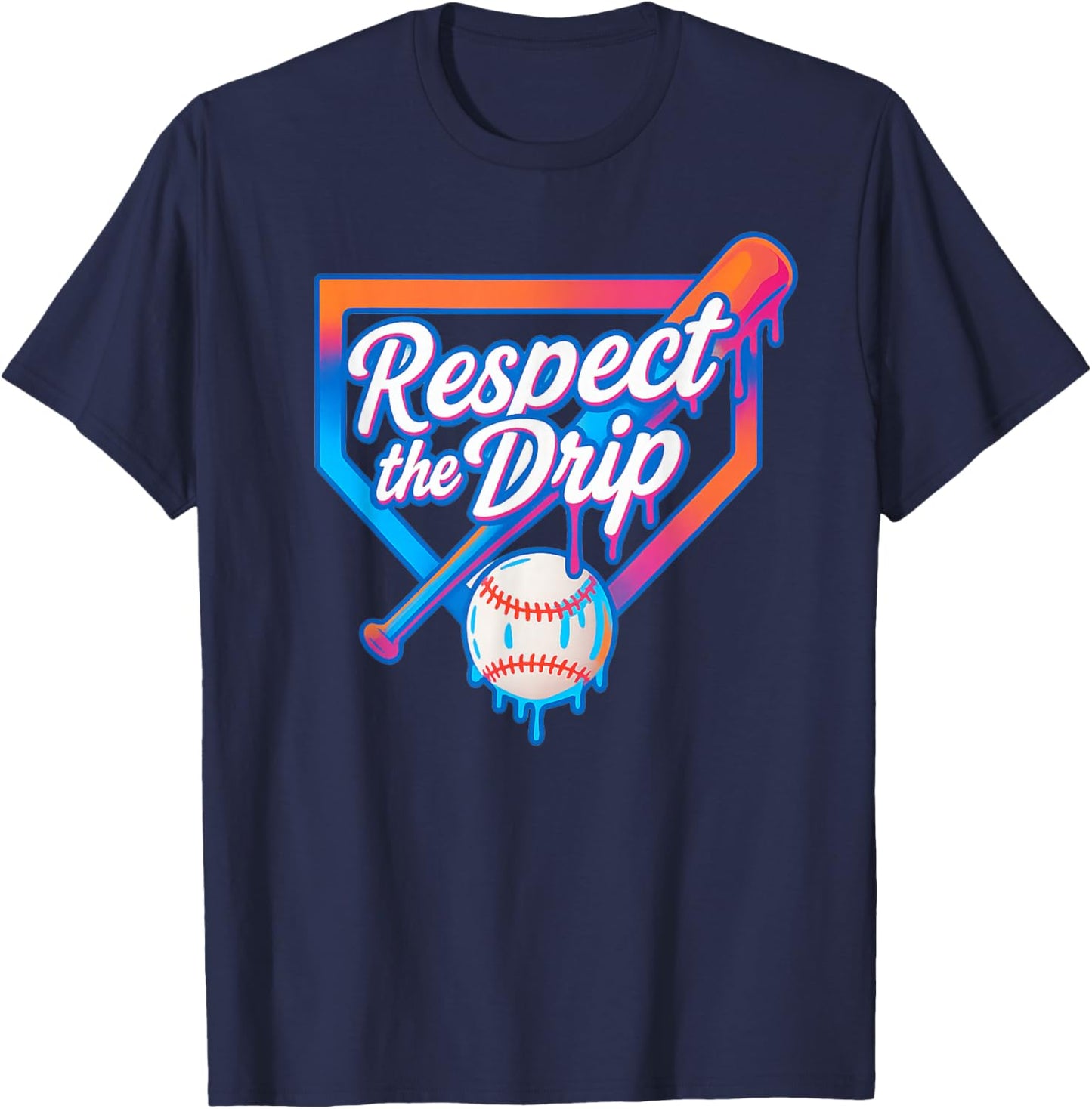 Baseball Drip Team for Boys Ice Cream Cool T-Shirt - T-Shirt | Navy