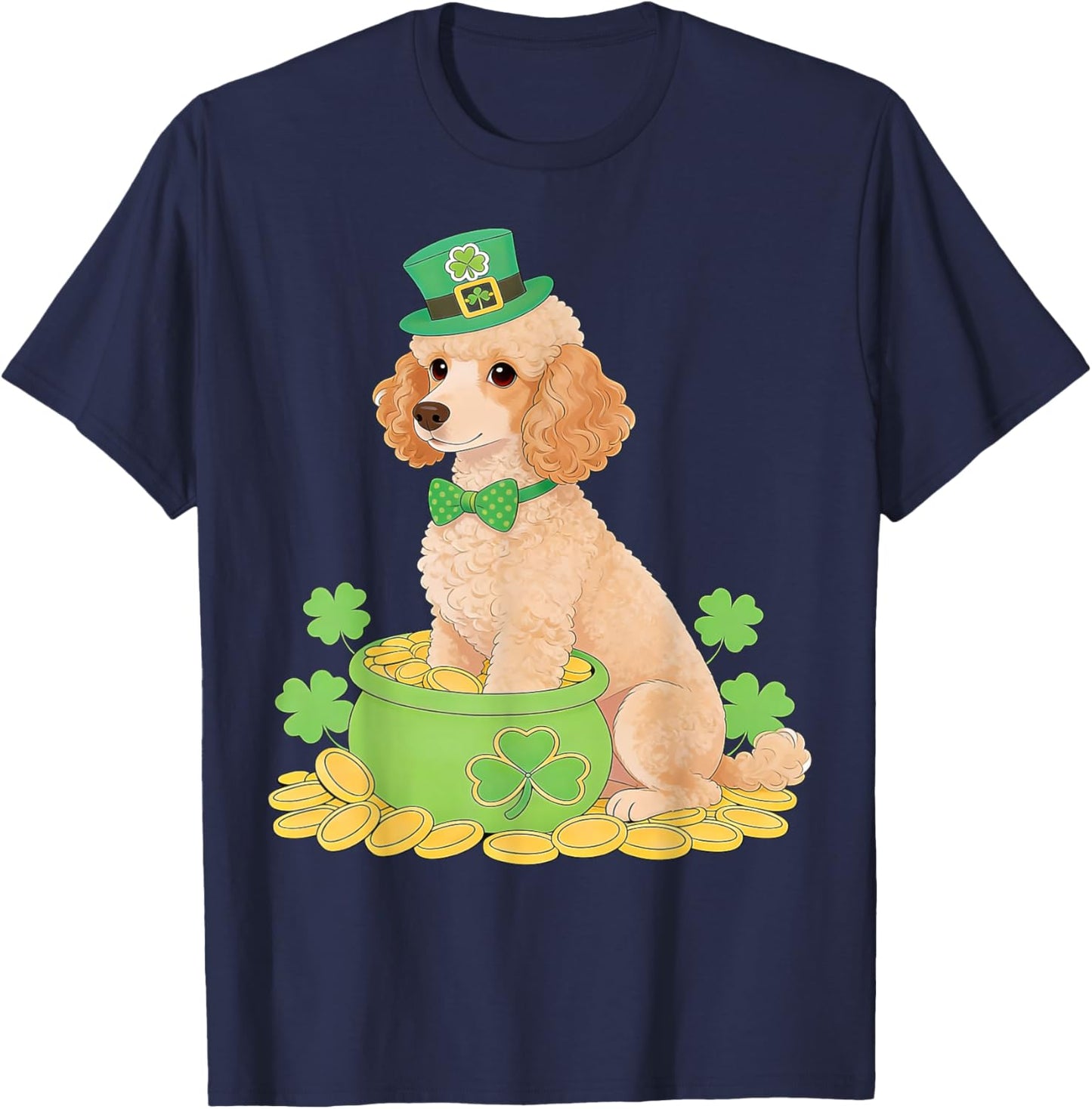 Poodle Dog St. Patrick’s Day Irish Shamrock Leprechaun T-Shirt - T-Shirt | Navy