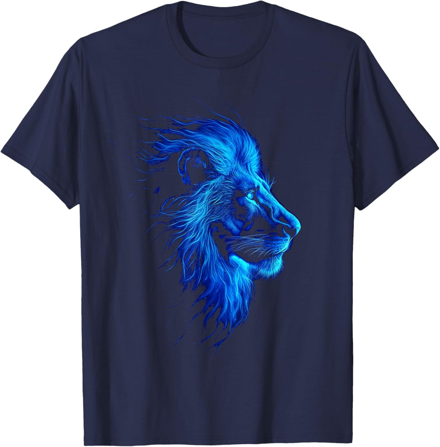 Animal Graphic Majestic Blue Artistic Lion Lover T-Shirt - T-Shirt | Navy