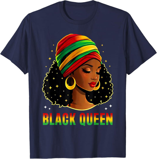 Black Queen Black Woman Black History Month African Pride T-Shirt - T-Shirt | Navy
