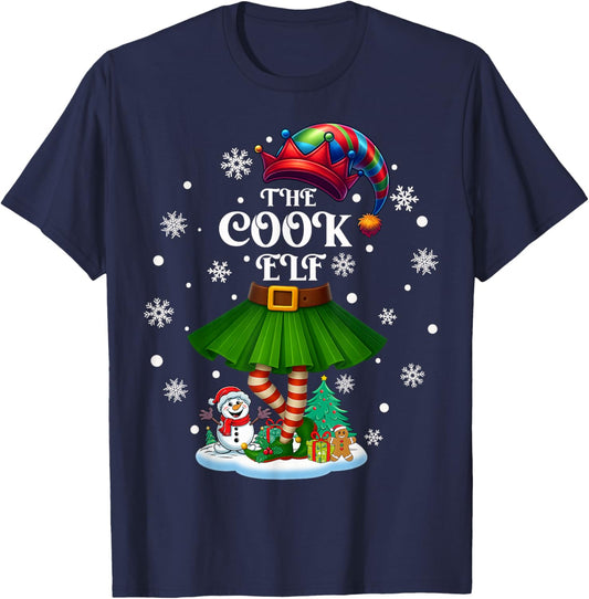 Cook Elf Squad Xmas Women Girls Mom Christmas Family T-Shirt - T-Shirt | Navy