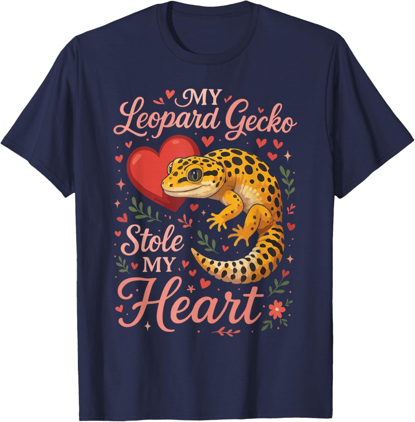 Leopard Gecko Valentines Day My Leopard Gecko Stole My Heart T-Shirt - T-Shirt | Navy