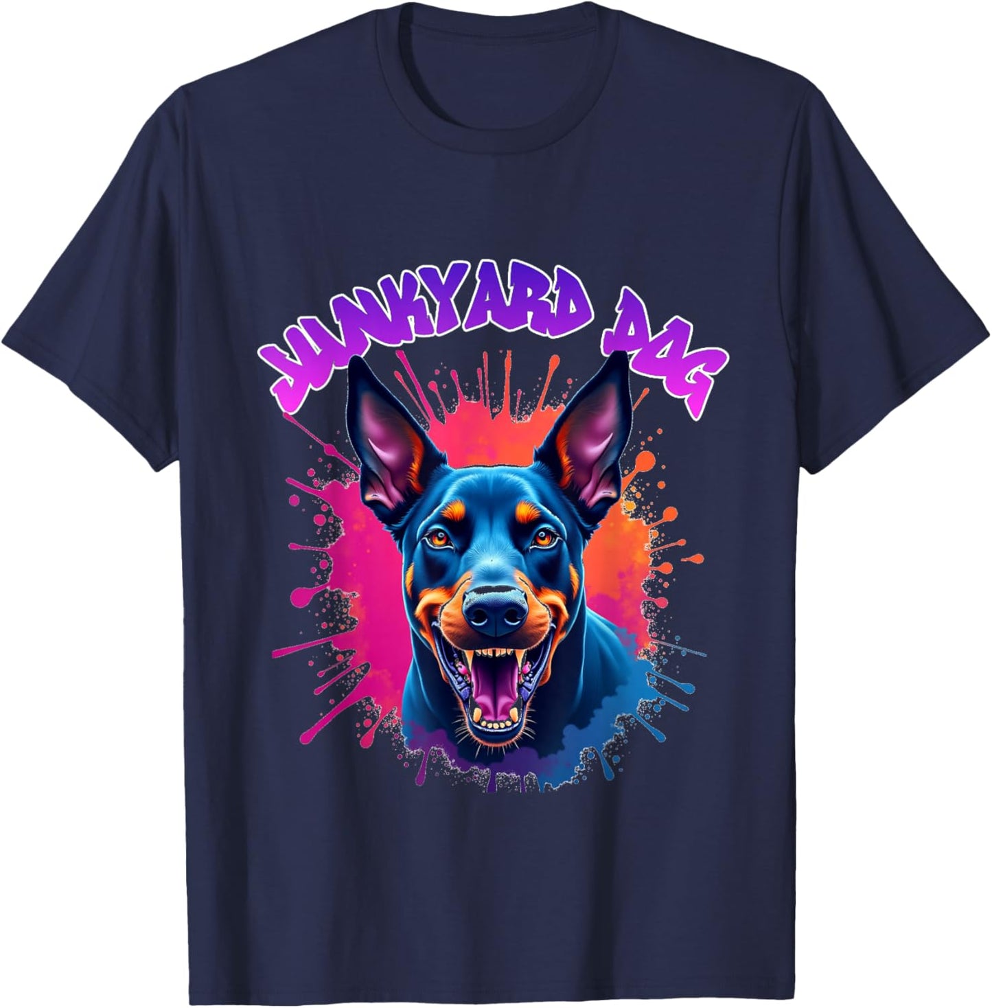 Junkyard Dog Doberman Pincher Hip Hop Urban Streetwear T-Shirt - T-Shirt | Navy
