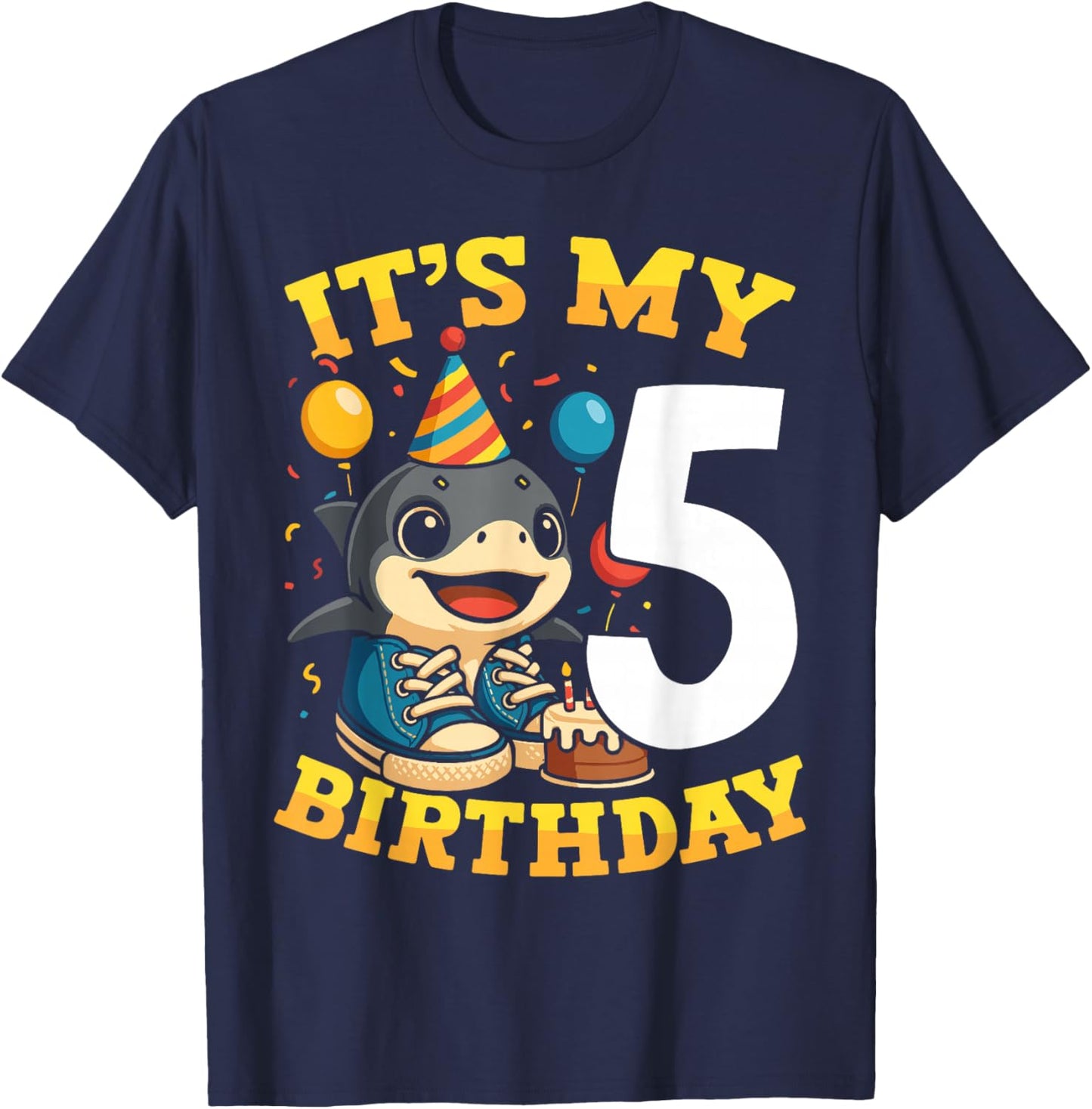 Italian Brainrot It's My Birthday 5 Age 5th Kids Boys Girls T-Shirt - T-Shirt | Navy