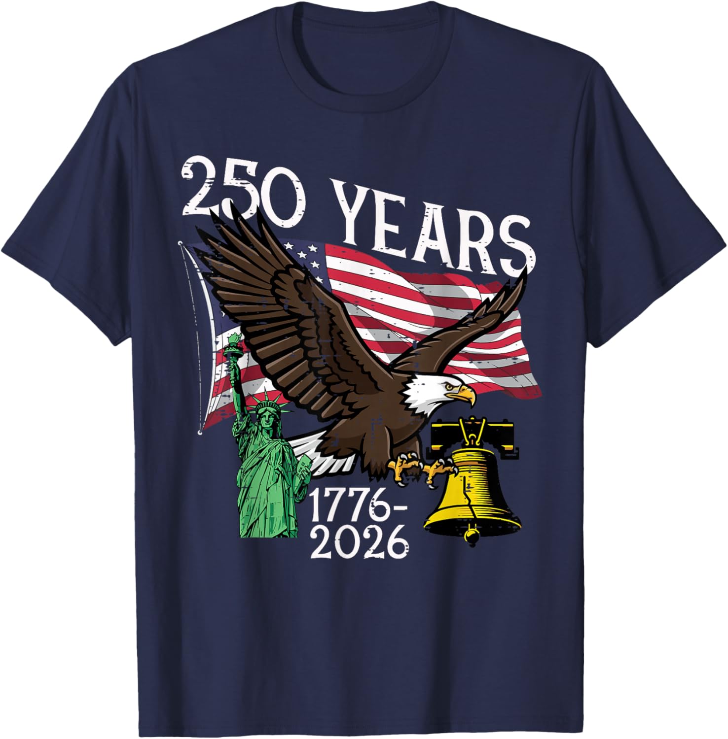 250 Years American 1776 2026 250th Anniversary USA Women Men T-Shirt - T-Shirt | Navy