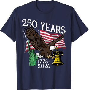 250 Years American 1776 2026 250th Anniversary USA Women Men T-Shirt - T-Shirt | Navy