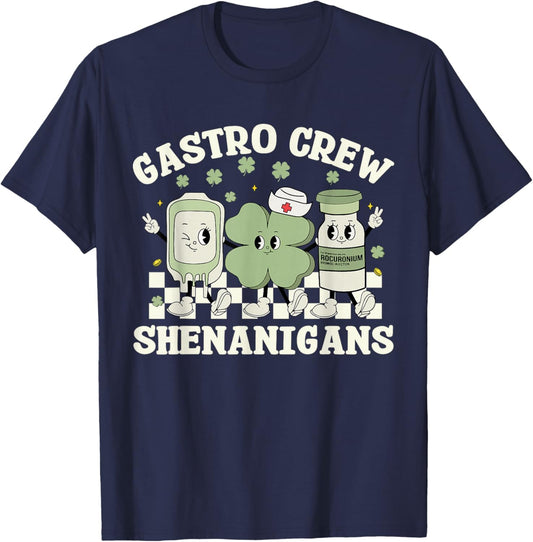 Gastro Crew Shenanigans St Patrick's Day Endoscopy Nurse T-Shirt - T-Shirt | Navy
