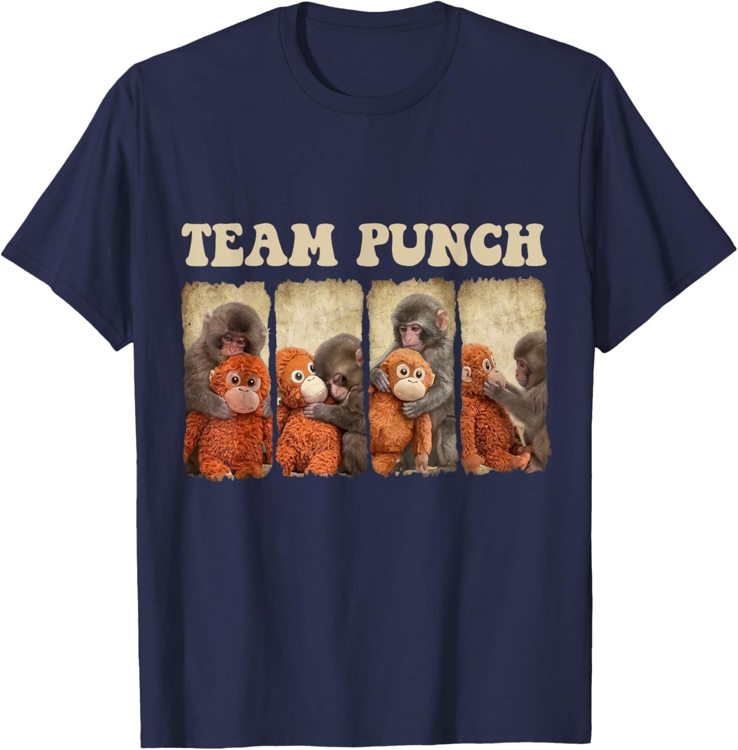 Cute Baby Monkey Punch Team Viral Friend Animal Lover T-Shirt - T-Shirt | Navy
