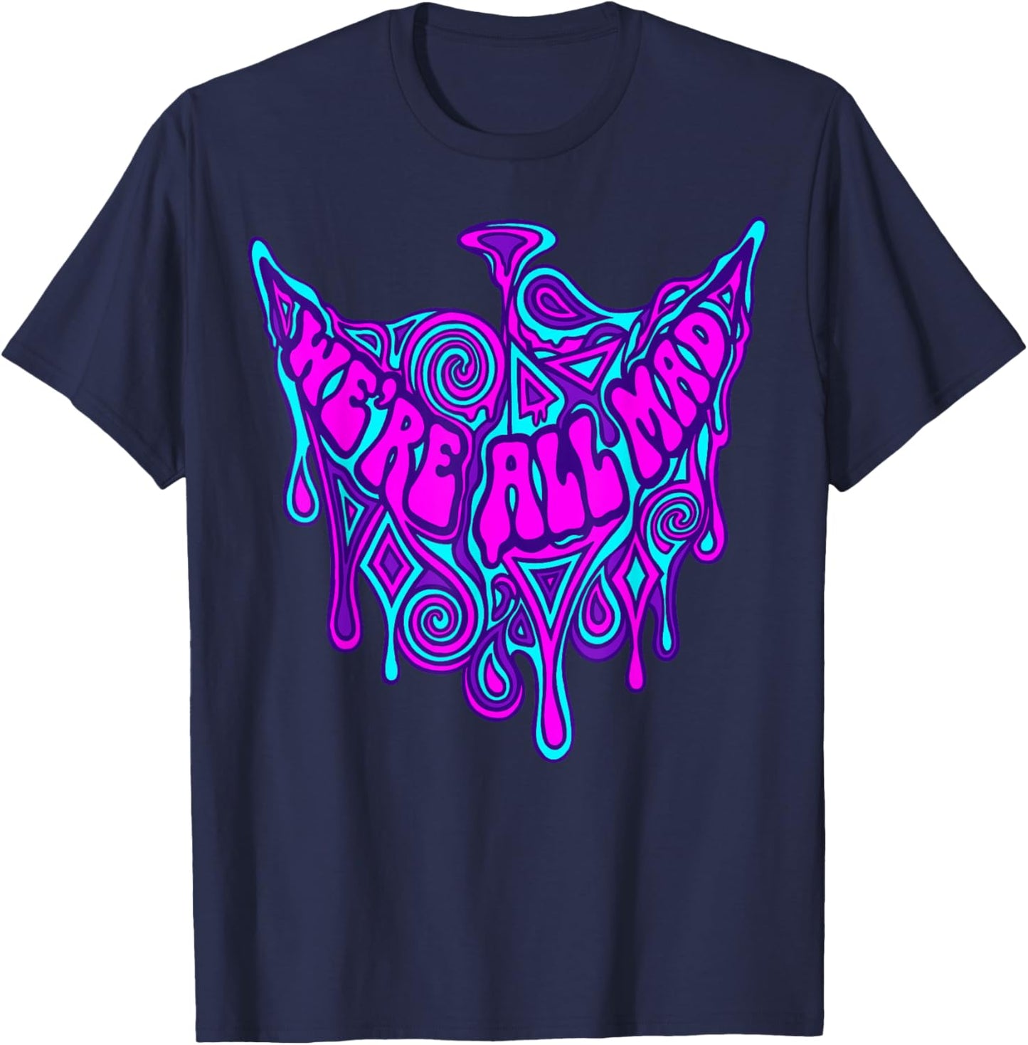 Alice in Wonderland Characters Lewis Carroll Illustration T-Shirt - T-Shirt | Navy