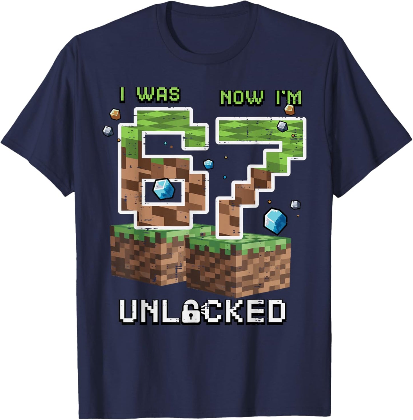 7th Birthday I was 6 Now Im 7 Unlocked 67 Boys Kids Youth T-Shirt - T-Shirt | Navy
