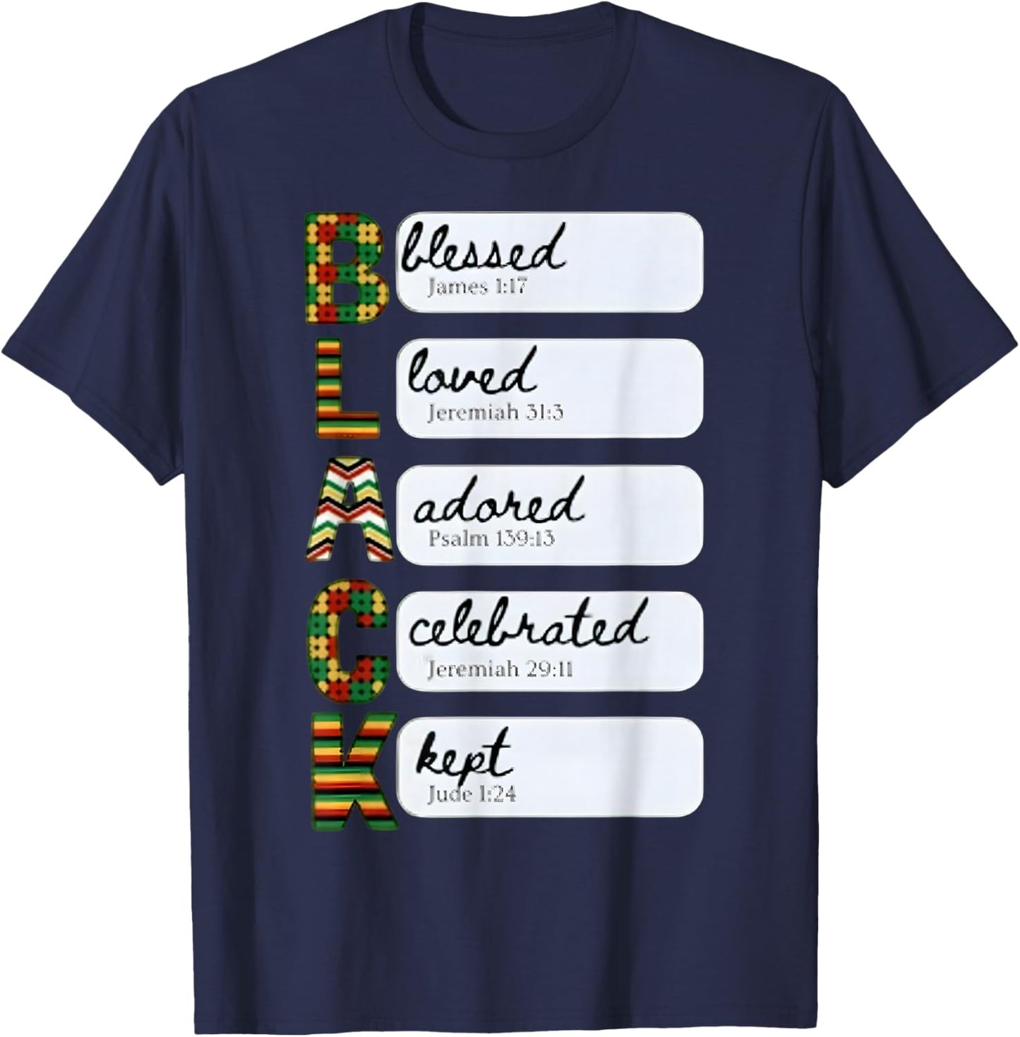 Black History Month Inspirational Christian Quotes Religious T-Shirt - T-Shirt | Navy