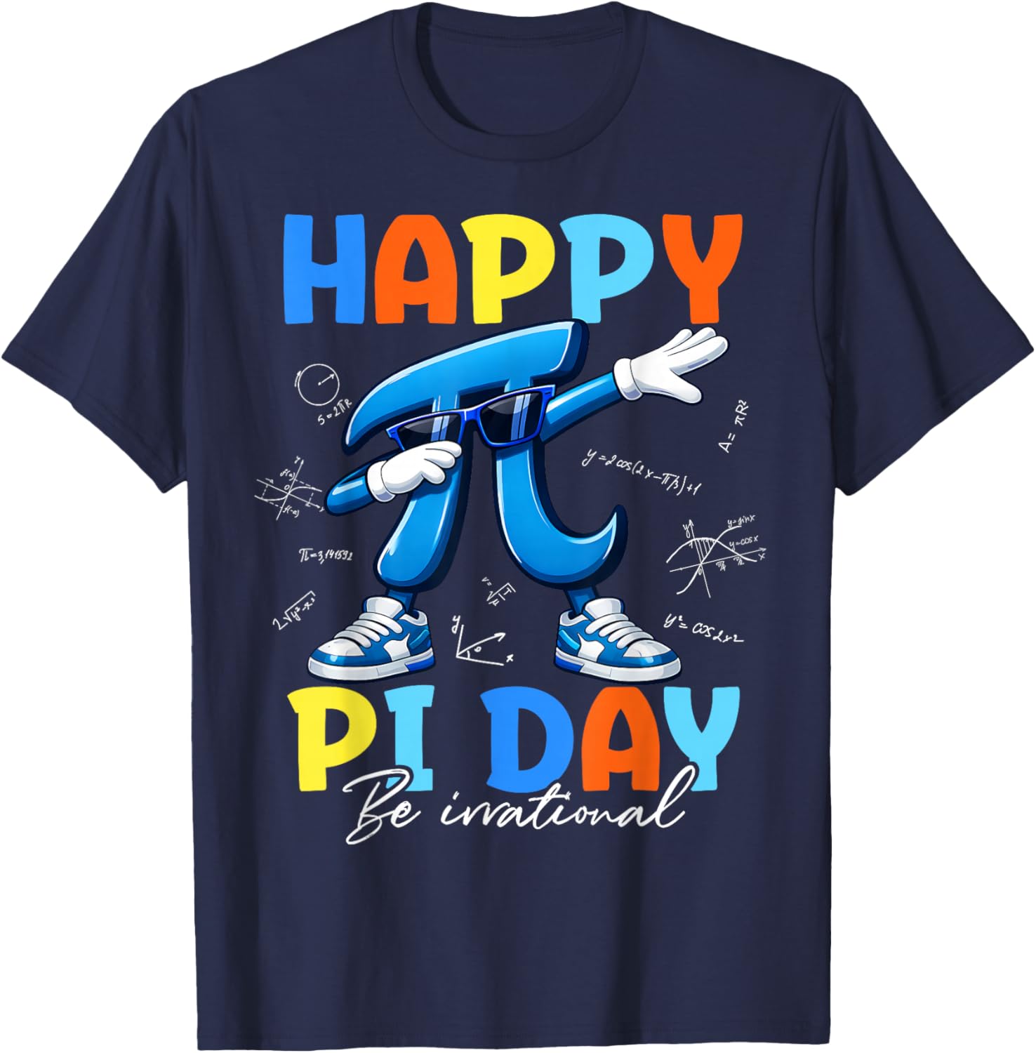 Happy Pi Day Funny Dabbing Pi Symbol Math Teachers Boys Kids T-Shirt - T-Shirt | Navy
