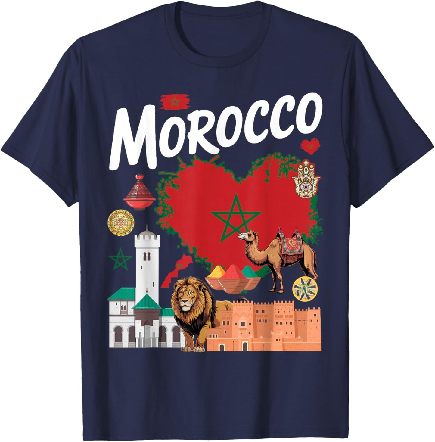 Morocco Flag Outfit Idea for Kids Maroc Moroccan Themed T-Shirt - T-Shirt | Navy