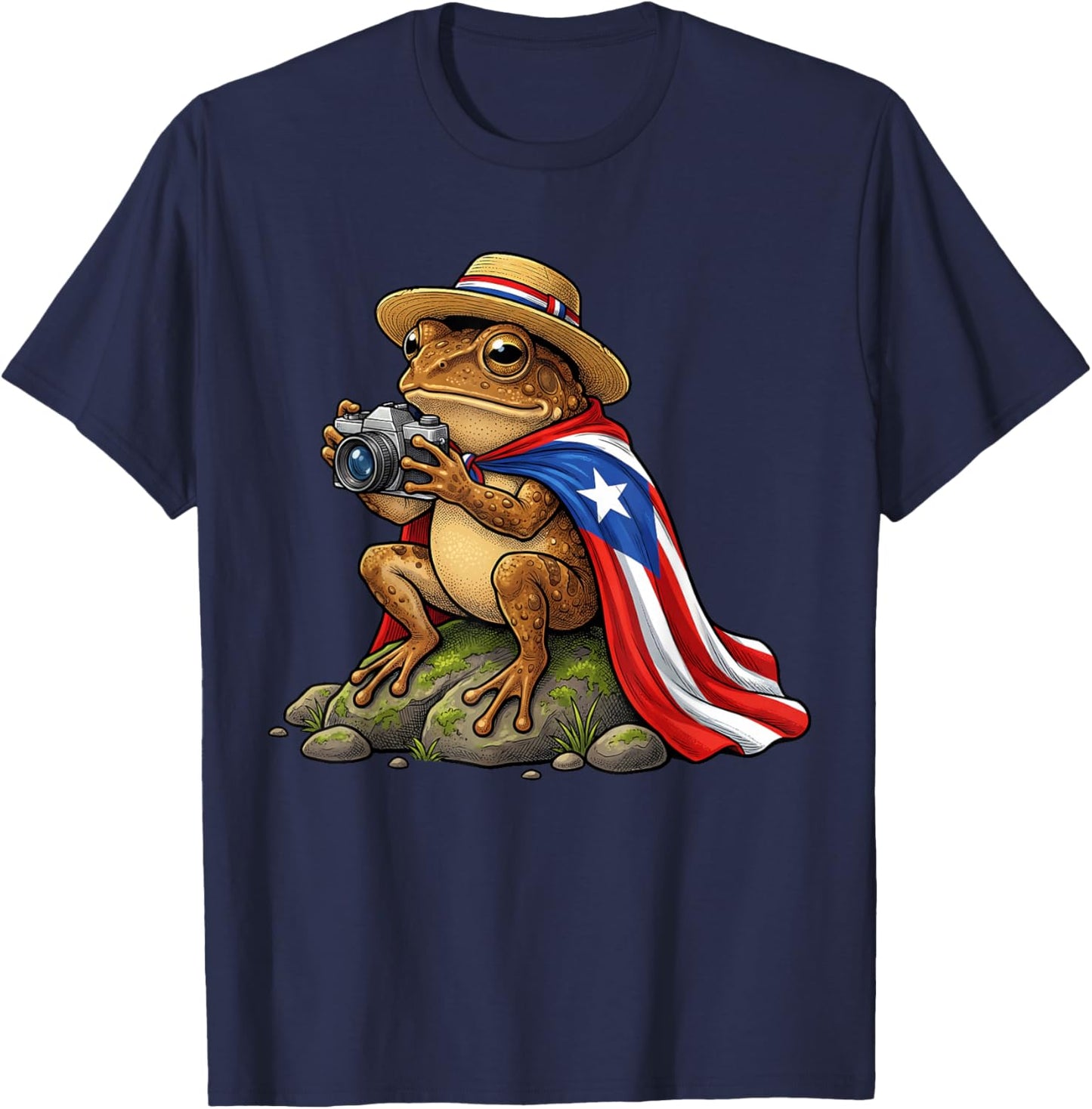 Funny Coqui Frog Puerto Rico Boricua Hispanic Culture T-Shirt - T-Shirt | Navy
