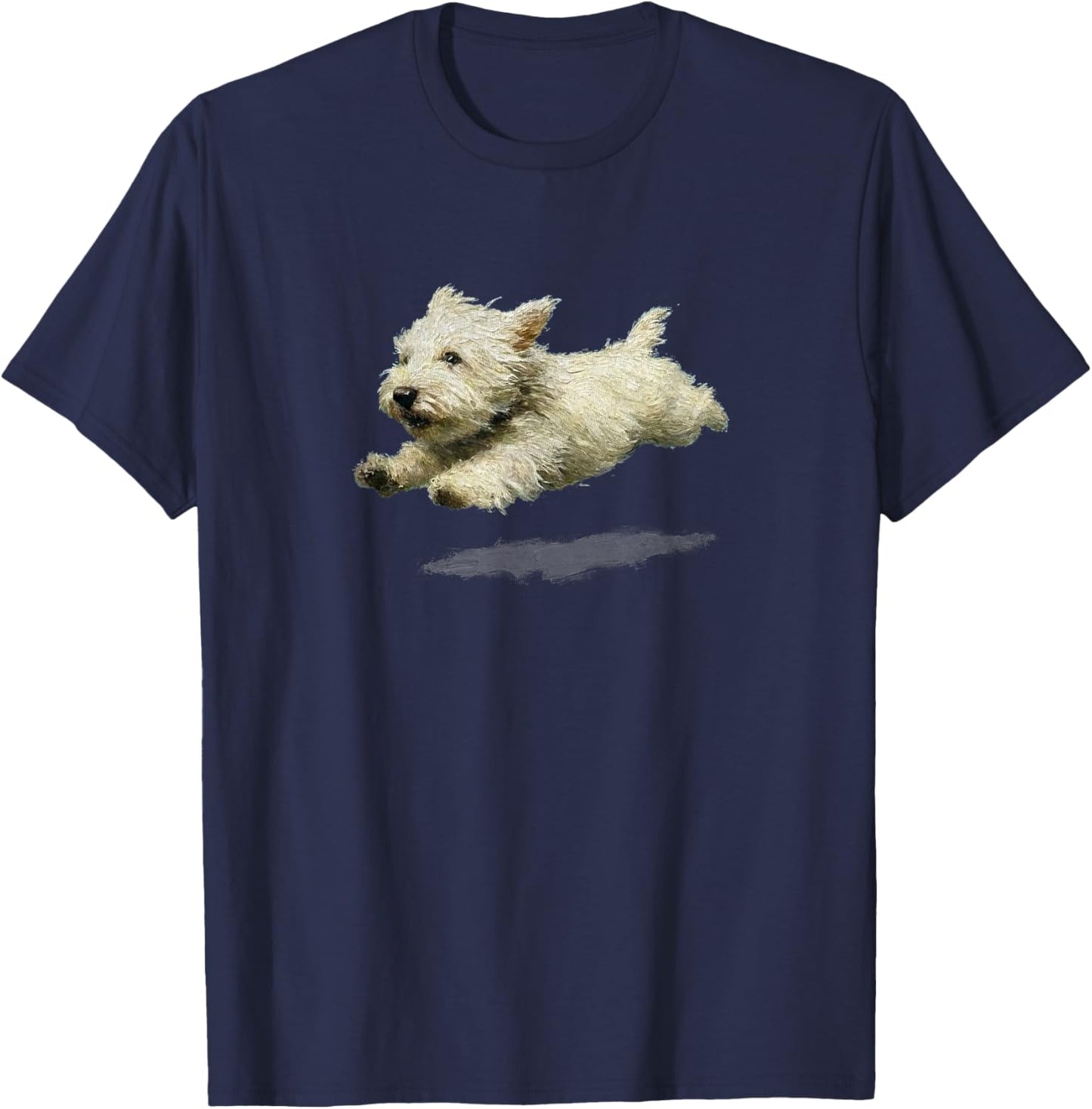 Funny Retro Cute Running Dog Art Print T-Shirt - T-Shirt | Navy