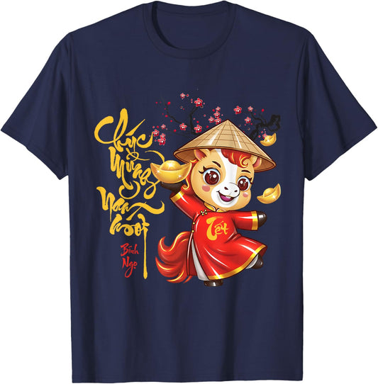 TET Binh NGO 2026 Chuc Mung NAM Moi Vietnamese New Year T-Shirt - T-Shirt | Navy