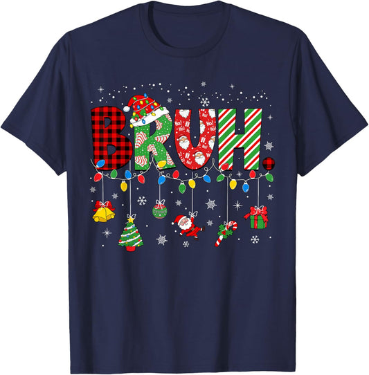 Bruh Meme Funny Saying Bro Greeting Teens Boys Men Christmas T-Shirt - T-Shirt | Navy