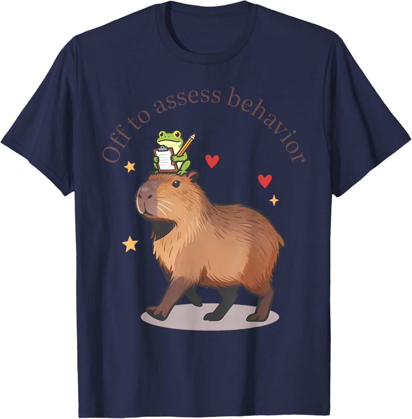 Off to Assess Behavior Cute Capybara Frog Behavior Therapist T-Shirt - T-Shirt | Navy