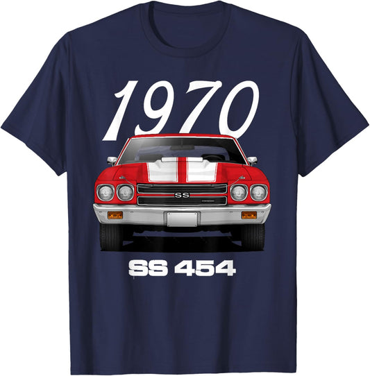 Vintage 1970 Chevelle 70 Classic American Muscle Car Hot Rod T-Shirt - T-Shirt | Navy