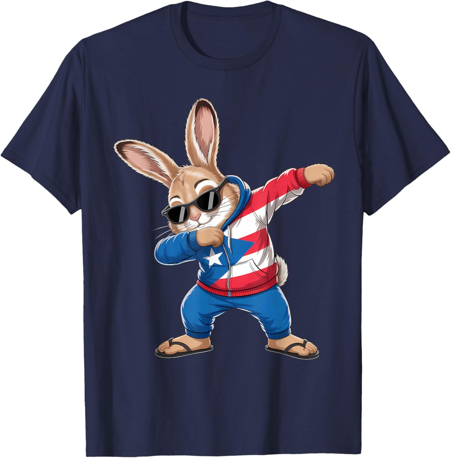 Puerto Rico Flag Rabbit Puerto Rican Bunny T-Shirt - T-Shirt | Navy