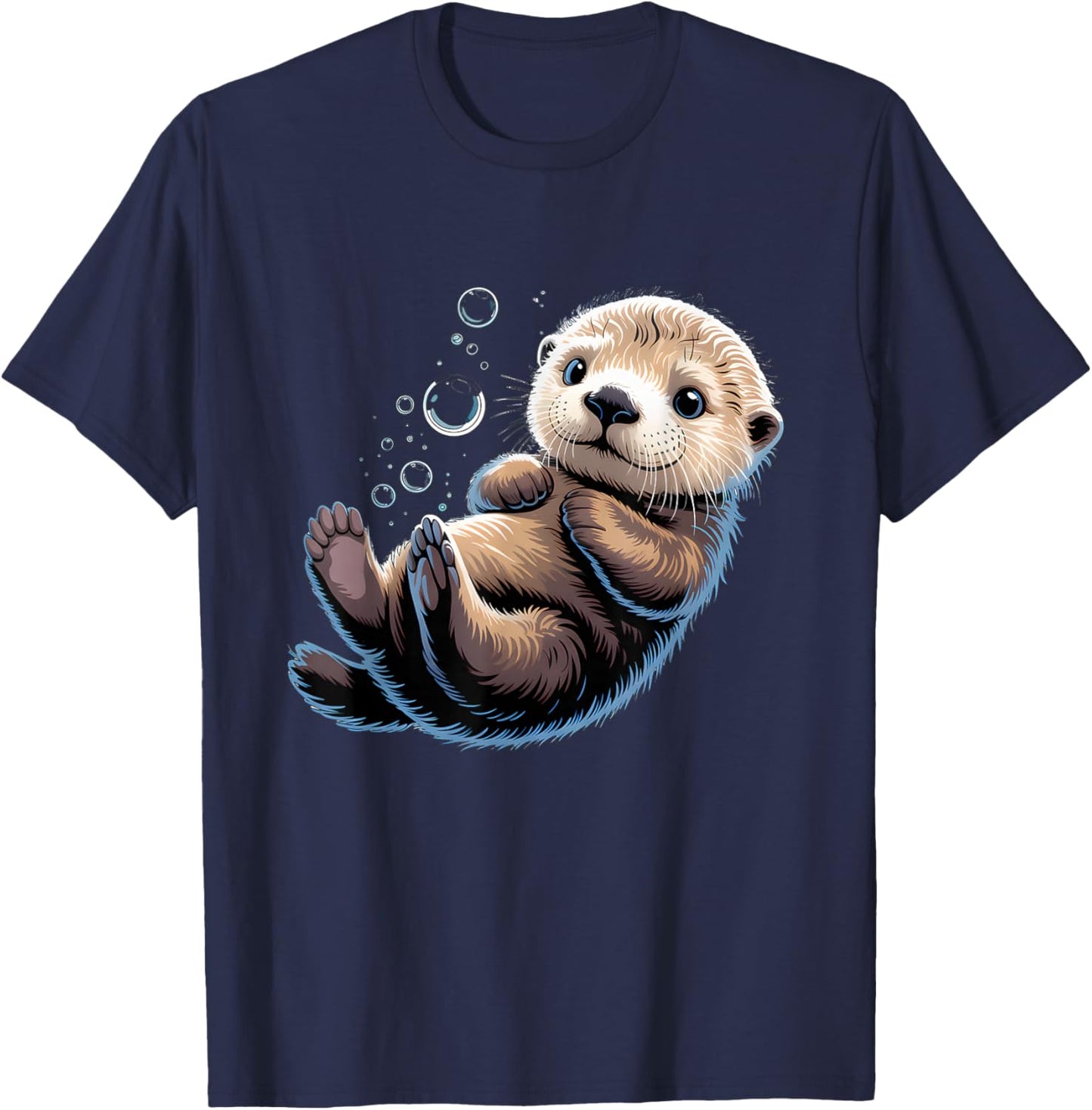 Cute Sea Baby Otter Animal Nature Lovers Graphic T-Shirt - T-Shirt | Navy